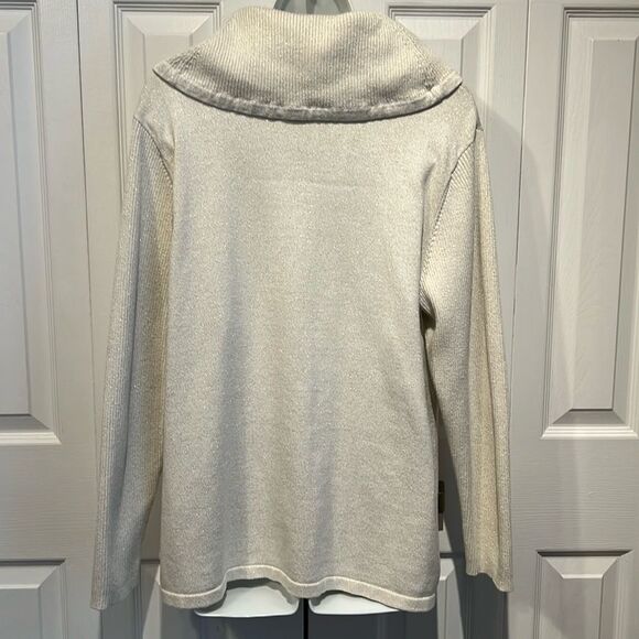 Karl Lagerfeld Paris Cream‎ Cotton Blend Cowl Neck Pullover Sweater Size M/L - Picture 8 of 13